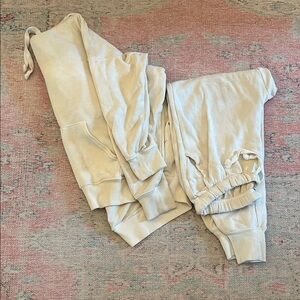 aerie Cream Pullover Hoodie and Jogger Set
